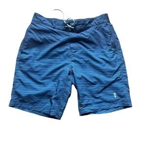 Free Country Blue/Navy Stripe Board Swim Shorts - Medium